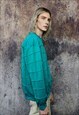 TEXTURED SWEATSHIRT SQUARE PATTERN JUMPER CHECK TOP IN GREEN