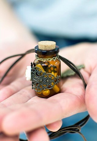 VINTAGE 90'S PERSONANLISED MESSAGE IN A GLASS BOTTLE PENDANT