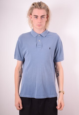 POLO RALPH LAUREN MENS VINTAGE POLO SHIRT SMALL BLUE 90S