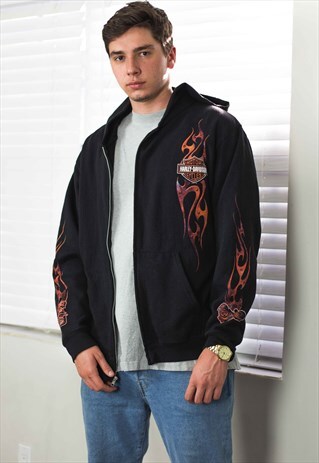 VINTAGE HARLEY DAVIDSON HOODIE SWEATSHIRT LOGO 90S XL 23.4