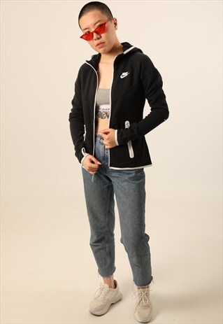 VINTAGE NIKE EMBROIDERED LOGO ZIPPED HOODIE