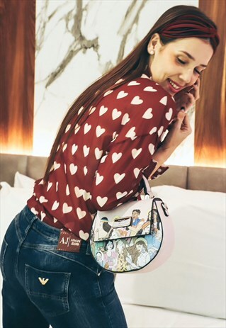 HEART PRINT CHIFFON SHIRT