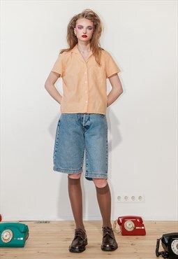 Vintage 90s checked orange summer shirt