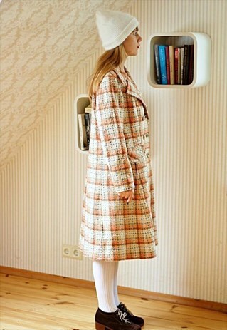 VINTAGE LIGHT PEACH CHECKED COAT