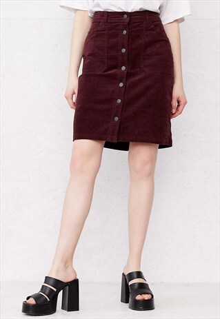 VINTAGE BURGUNDY PAPAYA WEEKEND MIDI SKIRT