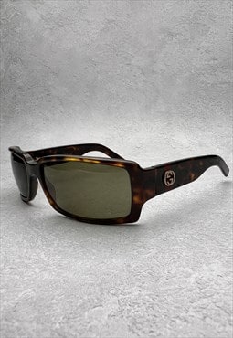Gucci GG Sunglasses Rectangle Tortoiseshell Brown Vintage