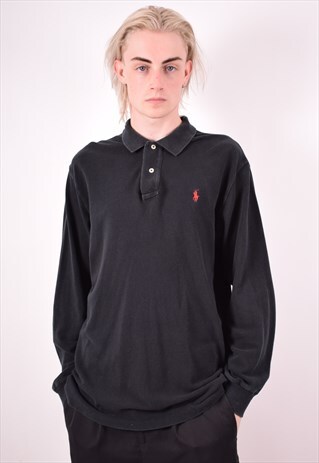 POLO RALPH LAUREN MENS VINTAGE POLO SHIRT LONG SLEEVE LARGE