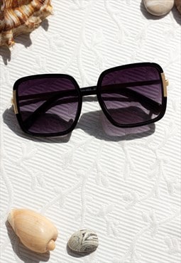 Black Rounded Square Screw Detail Sunglasses
