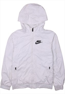 Vintage 90's Nike Windbreaker Swoosh Hooded White Large