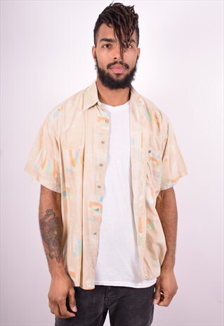 MENS VINTAGE SHIRT XL BROWN 90'S