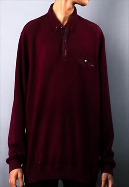 vintage  red caprico thick polo shirt in xl