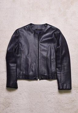 Women's Vintage 90s St Michael Black Leather Jacket