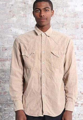 VINTAGE LEVI'S LOGO CORDUROY SHIRT BEIGE