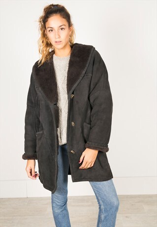 VINTAGE 80S WINTER SHEEPSKIN COAT / R041