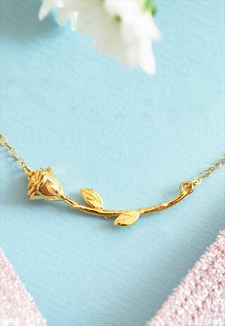 GOLD ROSE NECKLACE HANDMADE