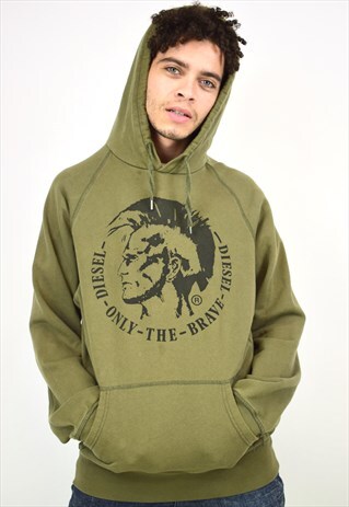 VINTAGE 90S DIESEL GREEN HOODIE