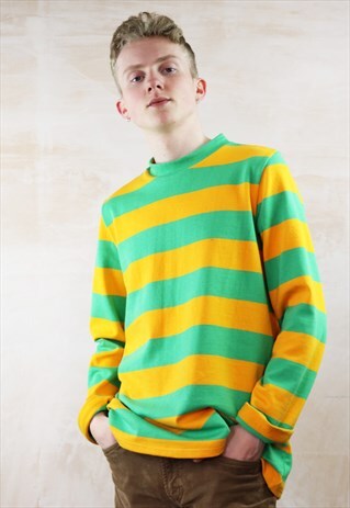 GREEN N GOLD STRIPED HEAVYWEIGHT TOP