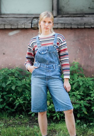 VINTAGE 90S DENIM DUNGAREE SHORTS