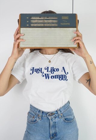 FANCLUB JUST LIKE A WOMAN RETRO SLOGAN OVERSIZED COTTON TEE