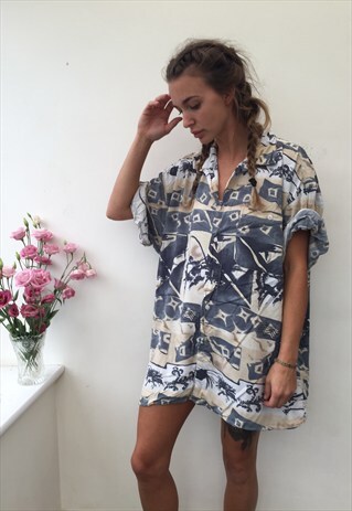 CRAZY PATTERN OVERSIZED RETRO VINTAGE UNISEX FESTIVAL SHIRT