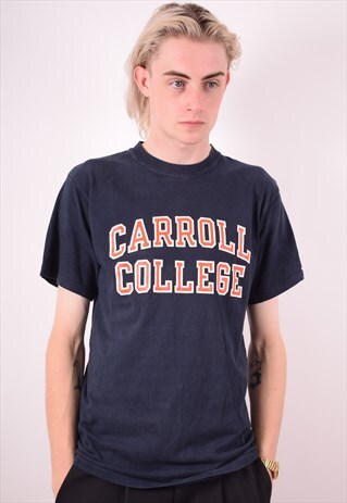 CHAMPION MENS VINTAGE T-SHIRT TOP MEDIUM NAVY BLUE 90S