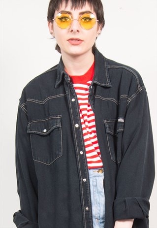 VINTAGE 90'S BLACK DENIM SHIRT