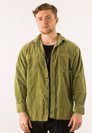 VINTAGE 90S TAN CORDUROY SHIRT LARGE