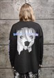 GRAFFITI SLOGAN SWEAT KAWAII MANGA PRINT LONG SLEEVE T-SHIRT