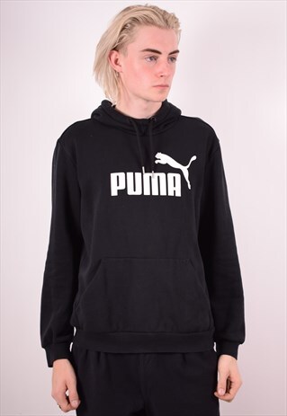 PUMA MENS VINTAGE HOODIE JUMPER MEDIUM BLACK 90S