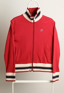 Vintage Fila Full Zip up Logo Sweatshirt Red