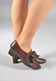 VINTAGE BROWN LEATHER BOW SHOES (UK 5) BR2801
