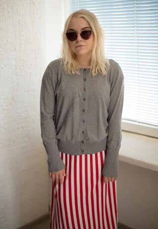 VINTAGE 90'S GREY BUTTON UP CARDIGAN