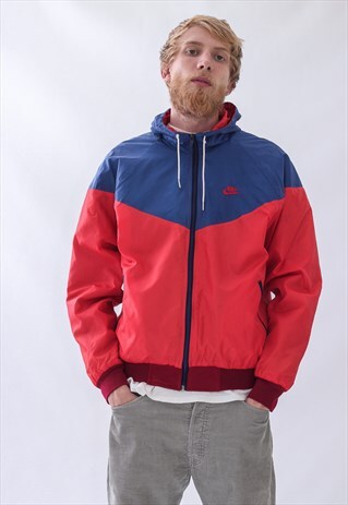 80S VINTAGE MENS NIKE WINDBREAKER FLEECE LINING JACKET