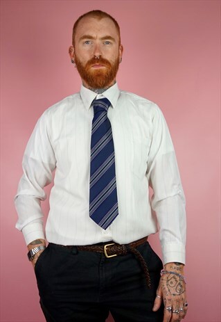 VINTAGE 1990S STRIPPED BLUE TIE