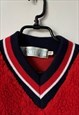 BOWLING STYLE RED 70S SWEATER PULLOVER SMALL