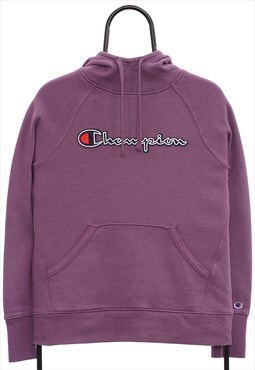 Vintage Champion Spellout Purple Hoodie Womens
