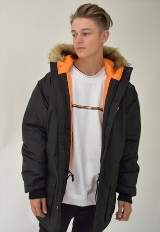 G&G UNISEX BLACK LONG PARKA