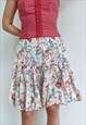 VINTAGE 90S GRUNGE MIDI DITSY FLORAL PLEATED SKIRT XS