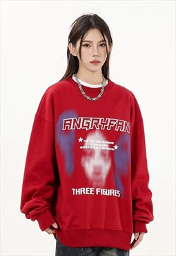 Gothic print sweatshirt blurred jumper angry slogan top