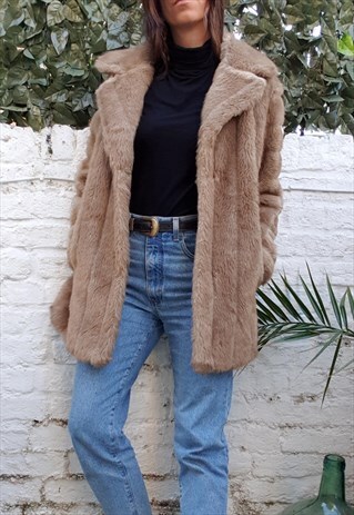 VINTAGE FAUX FUR MID LENGTH COAT
