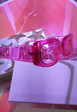 SLIM RECTANGLE SUNGLASSES IN PINK