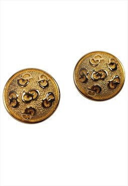 Vintage Dior embossed CD logo earrings in gold metal