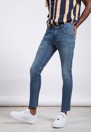 VINTAGE 90S LEVI'S SKINNY CUT-OFF JEANS DARK WASH / 0064
