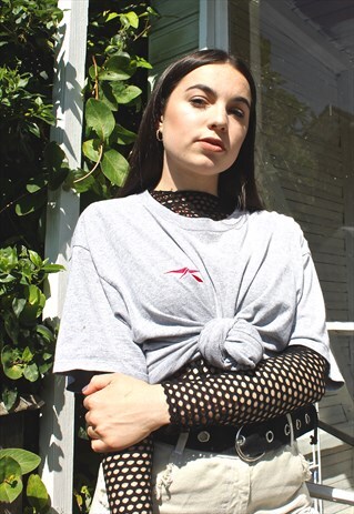 90'S RETRO GREY SIMPLE LOGO T-SHIRT