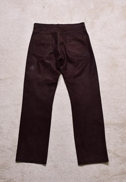 Women's Vintage 90s Brown Leather Jeans