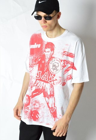 RARE VINTAGE 90S UMBRO AMSTERDAM AJAX FOOTBALL T-SHIRT