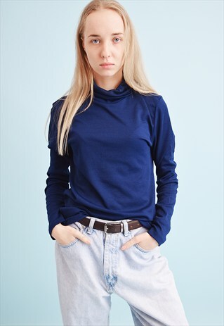 70'S RETRO MINIMALIST GRUNGE TURTLENECK BLOUSE TOP