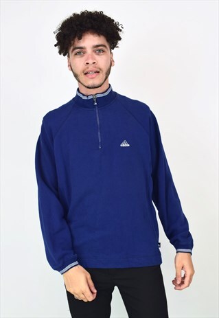 VINTAGE 90'S ADIDAS BLUE 1/4 ZIP SWEATSHIRT