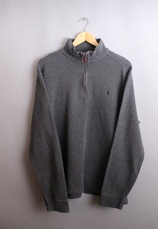 MENS VINTAGE GREY RALPH LAUREN QUARTER ZIP JUMPER