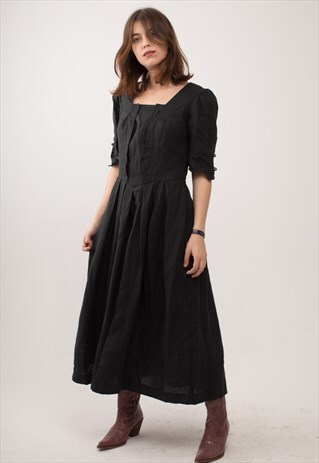 VICTORIAN BLACK MIDI DRESS